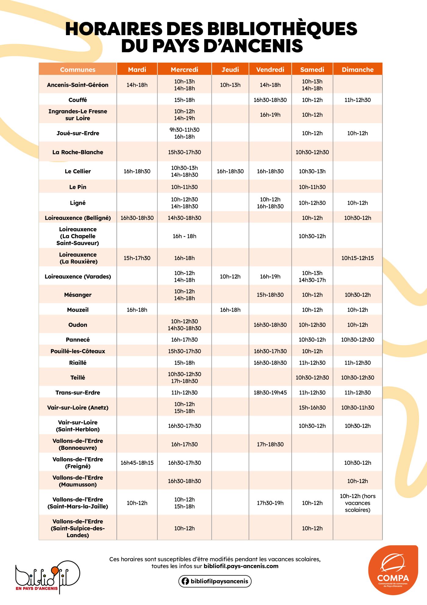 Affiche Horaires NOv24